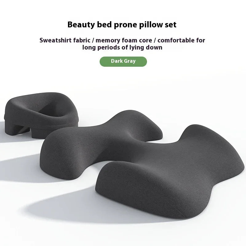 Dark gray memory foam prone pillow set with ergonomic design for comfort and support