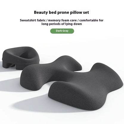 Dark gray memory foam prone pillow set with ergonomic design for comfort and support