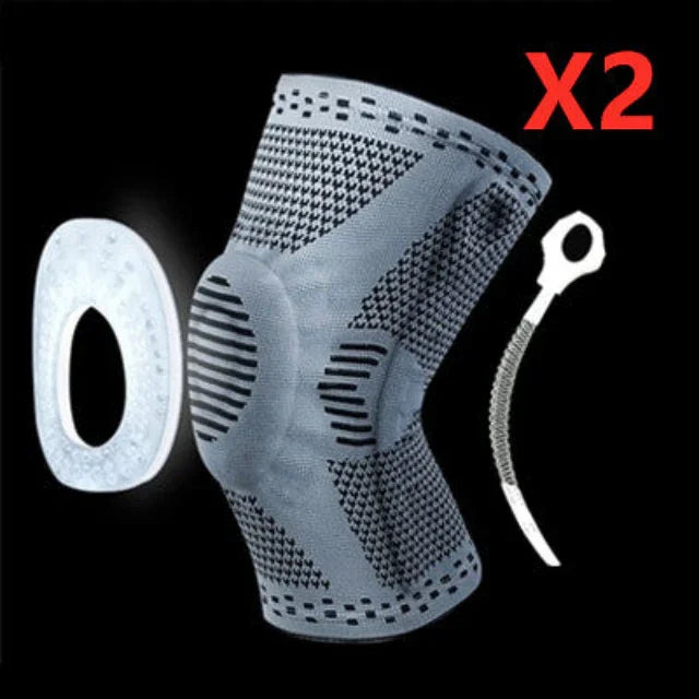 Compression knee brace with silicone pad and stabilizer, durable sports support, 2 pack