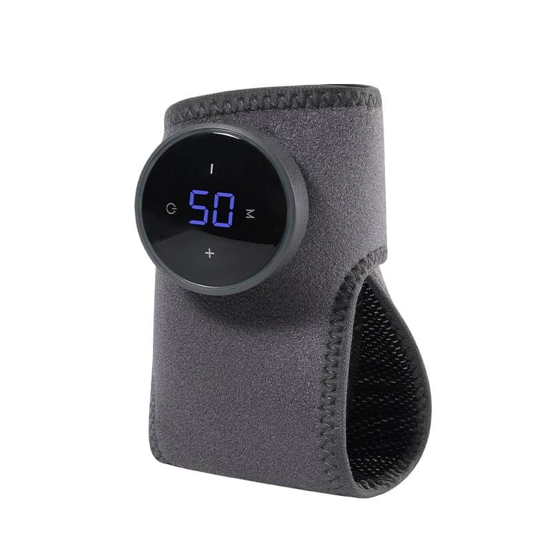 Gray wristband with digital display on a white background