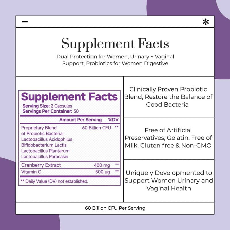 Women's Probiotic Capsules – 60 Billion CFU, pH Balance & Gut Health