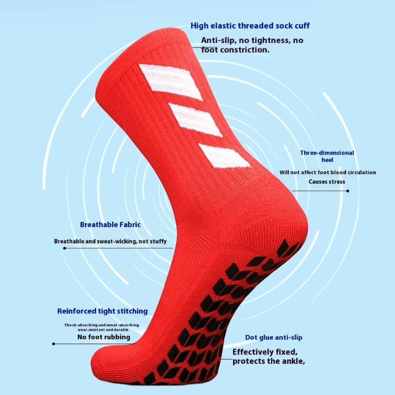 Red sock with features highlighted on a blue background