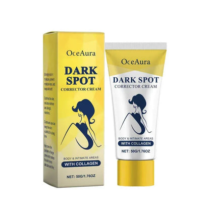 OceAura Dark Spot Corrector Cream packaging with tube and box on a white background