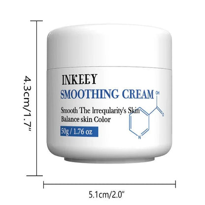INKEEY smoothing cream jar 50g with product dimensions, for skin care and tone correction