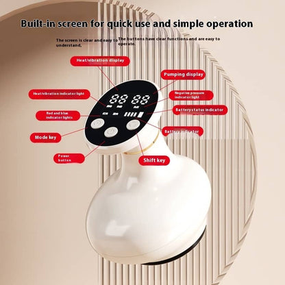 Control panel with digital display and labeled buttons on a beige background
