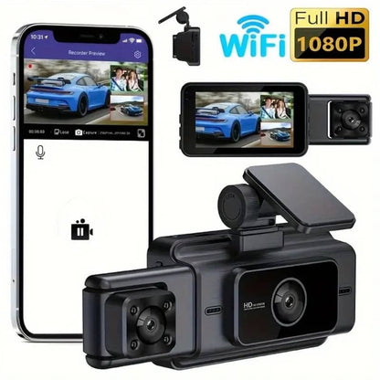 1080P full HD WiFi dash cam with LCD display and smartphone connectivity