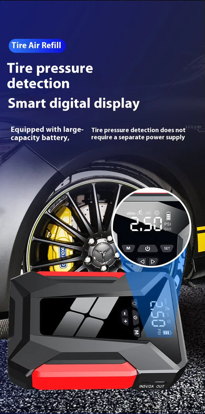 All-in-One 12V Emergency Car Power Bank & Inflatable Jump Starter