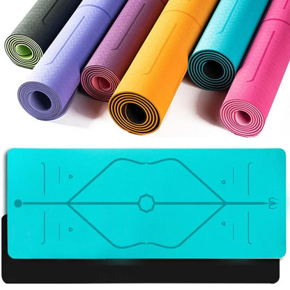 Non-Slip Yoga Mat With Position Line