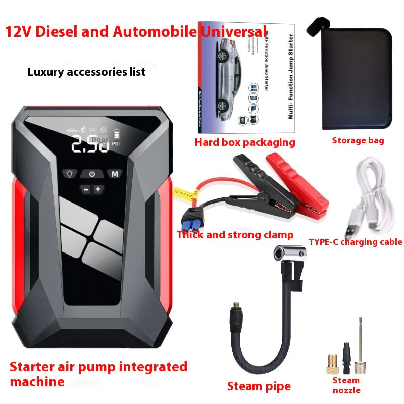 All-in-One 12V Emergency Car Power Bank & Inflatable Jump Starter